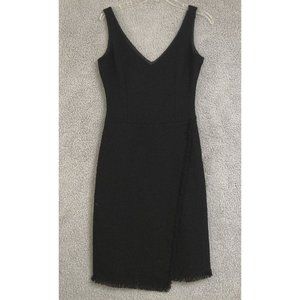 J Crew Womens Wool Dress Wrap Fringe Lined V Neck Sleeveless Textured SIZE 2